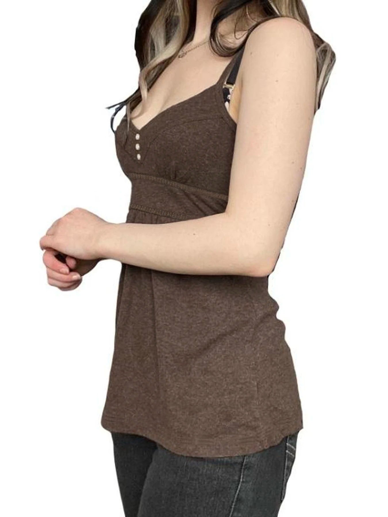 Sleeveless Lace Up Top Kawaii Backless Buttons ing
