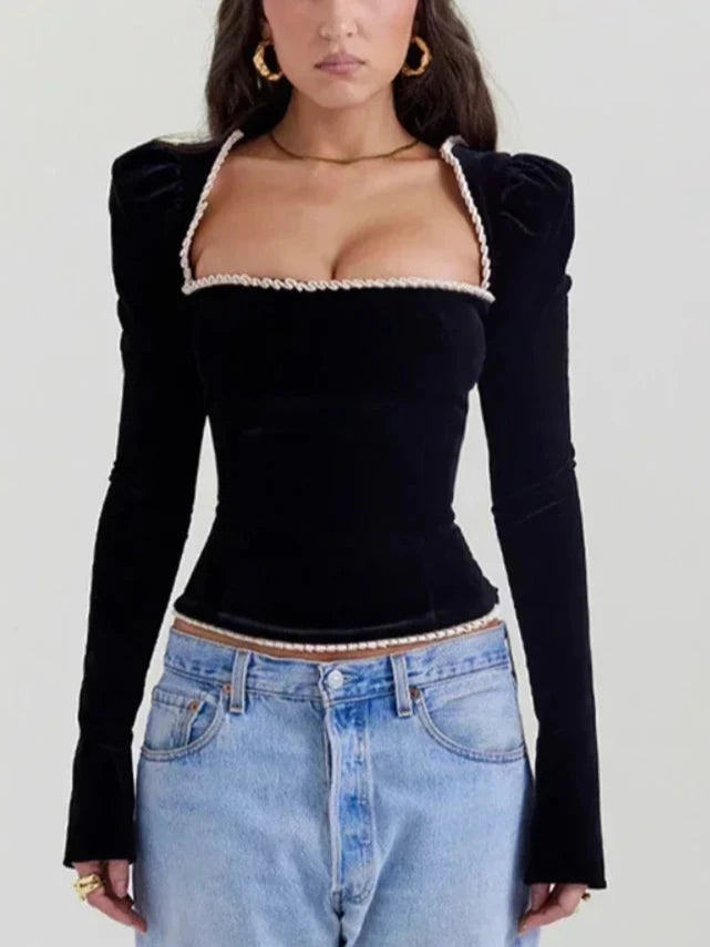 Velvet Black Corset Top