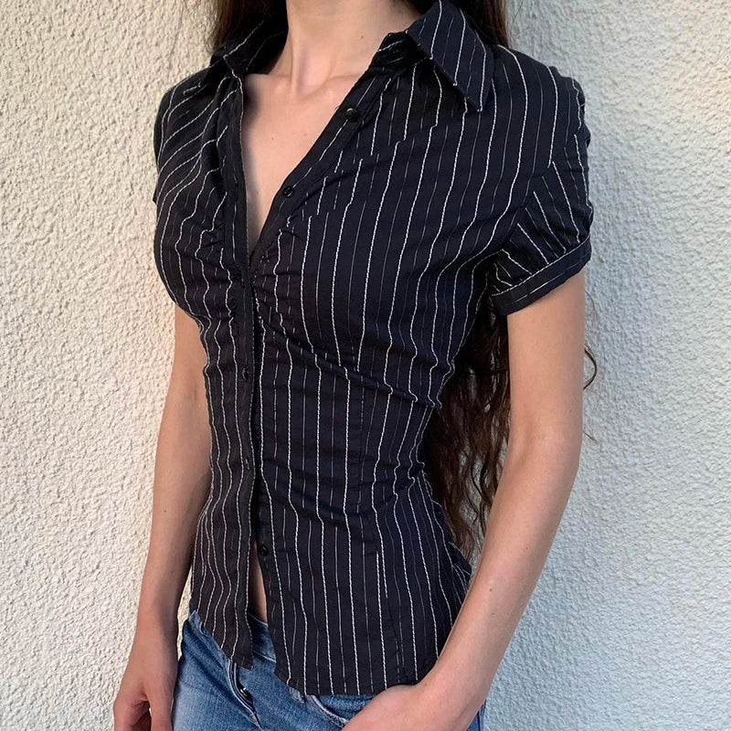 Turn-down Neck Short Sleeves Shirt