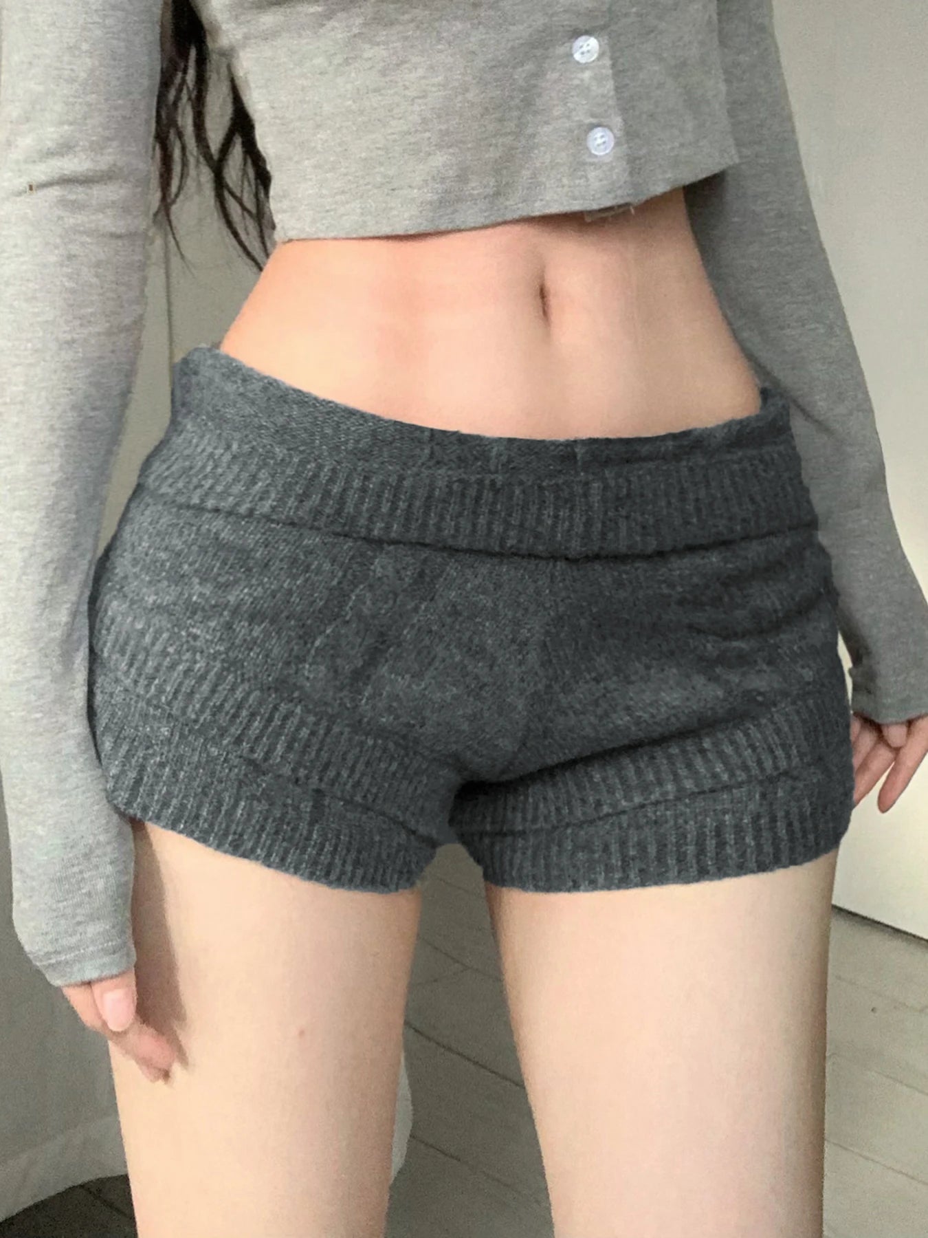 Slimming Knit Shorts Color 's Bottoms Leisure Comt