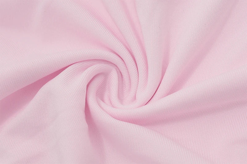 Pink Sheath V-Neck Ruffle Long Sleeve Top