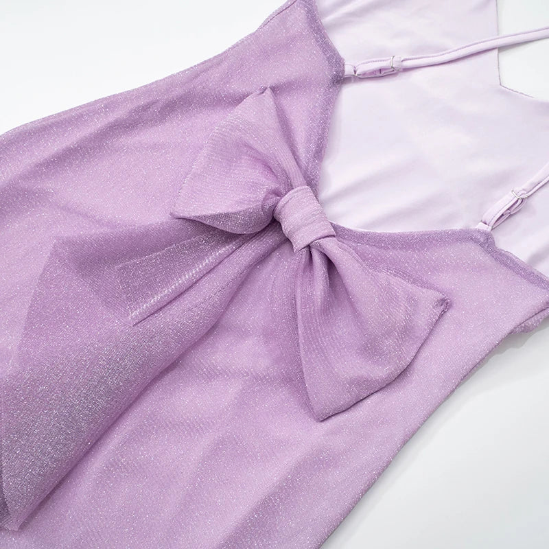 'S Spring And Camisole Backless Bow Three-Dimensional Decorative Ruffled Rim Package Hip Dress
