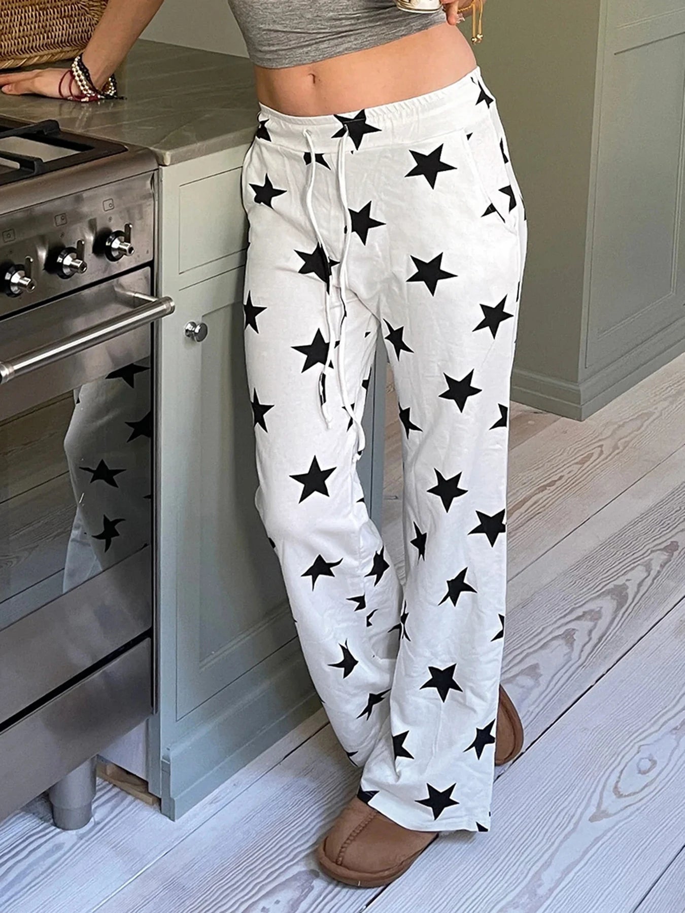 White Star Print Sweatpants
