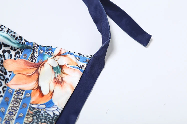 Colorful Print Two Piece Set Tracksuit Backless Camisole Shorts Matching Street Stretch Activity