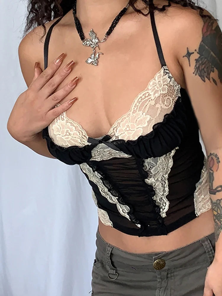 Lace Corset Mesh Top