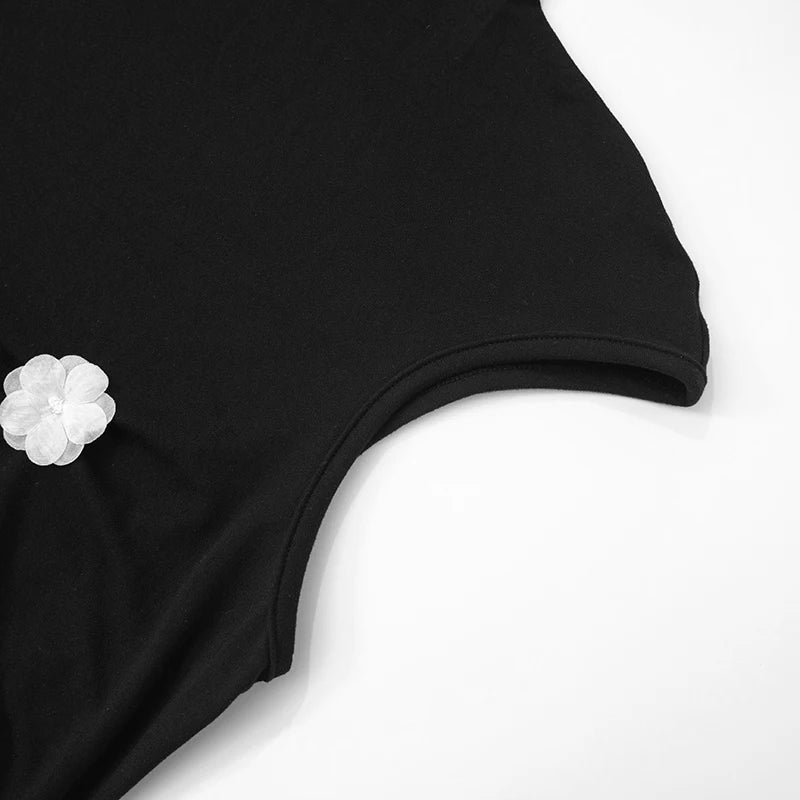 Black High Neck Slim Mini Dress