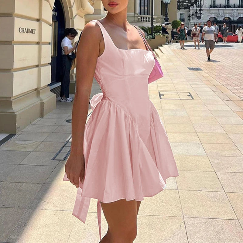 Backless Tie Dye A-line Dress Sleeveless Dress