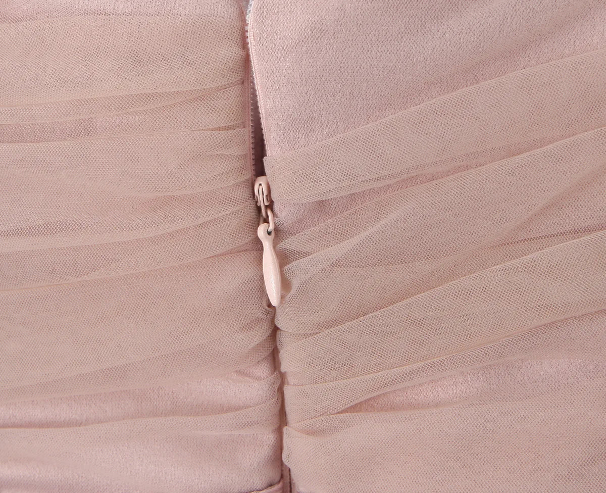 Spaghetti Strap Dresses Pink Puffy Cake Dress Mini Mesh Backless Dress