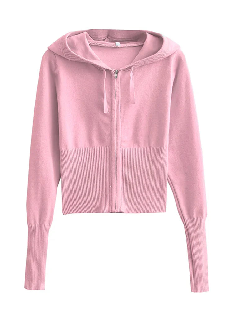 Knit 2 Piece-Set Trousers Hoodie Tracksuit Crop top Knit And Pants Sets Trousers