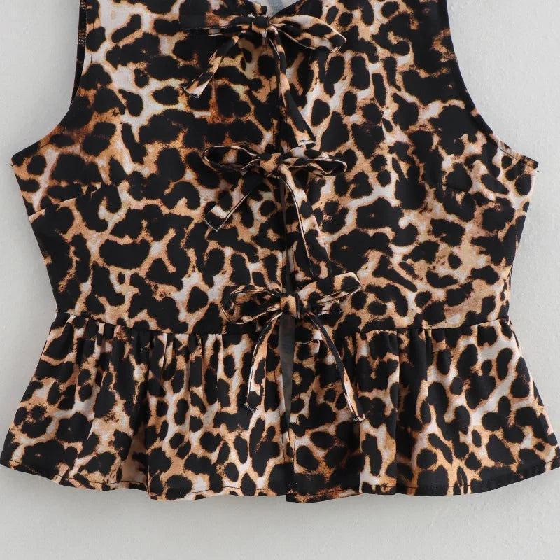 Striped Sleeveless Tie Up Top