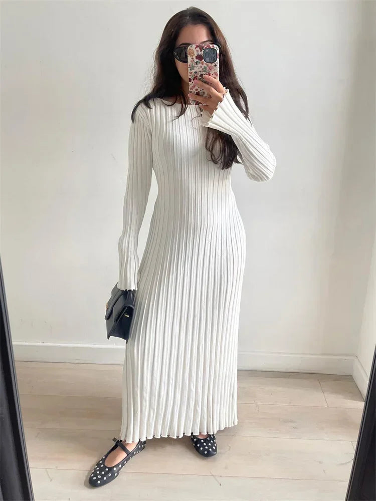 Knit Patchwork Loose Maxi Dress