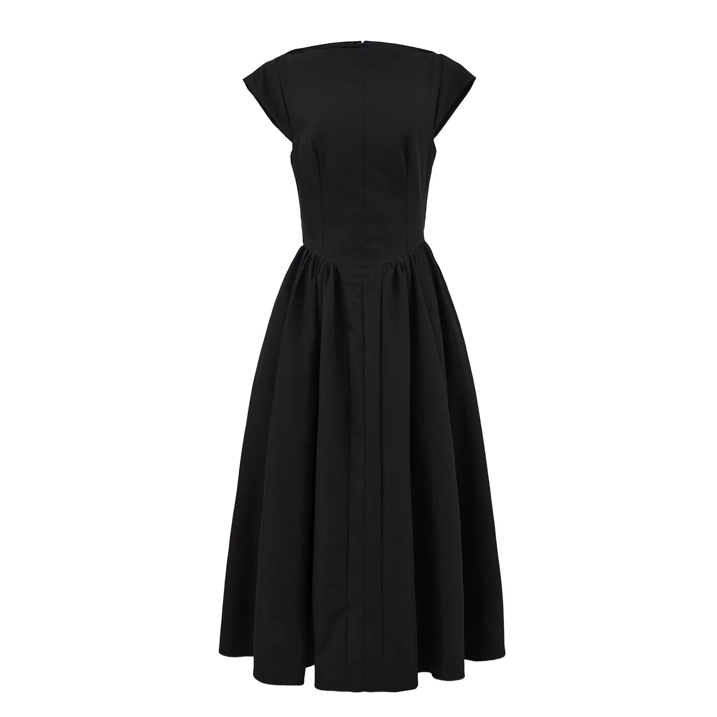 French Backless Sleeveless Pleated Slim Fit Vest Dress for