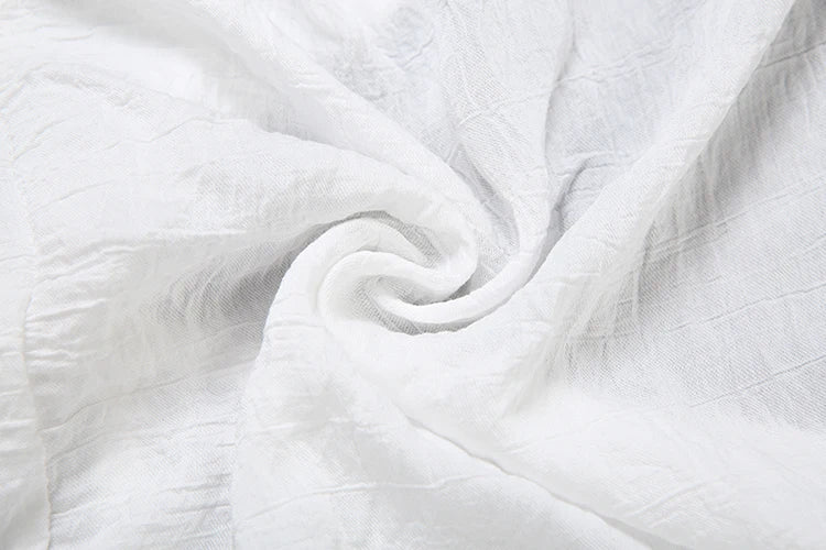 White A-Line Ruffle Long Sleeve V-Neck Mini Dress
