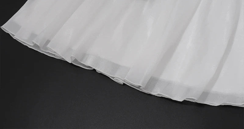 White Ruffles Dress Bow Patchwork V Neck Backless Mini Dress