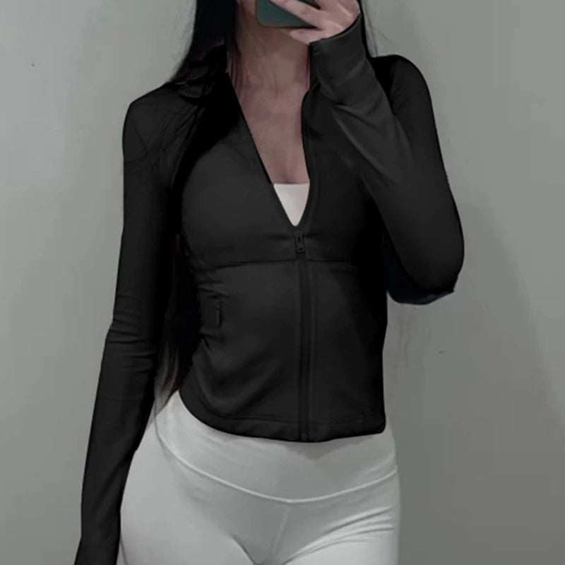 Slim 's Hooded Jackets Zip Up Bodycon Coats