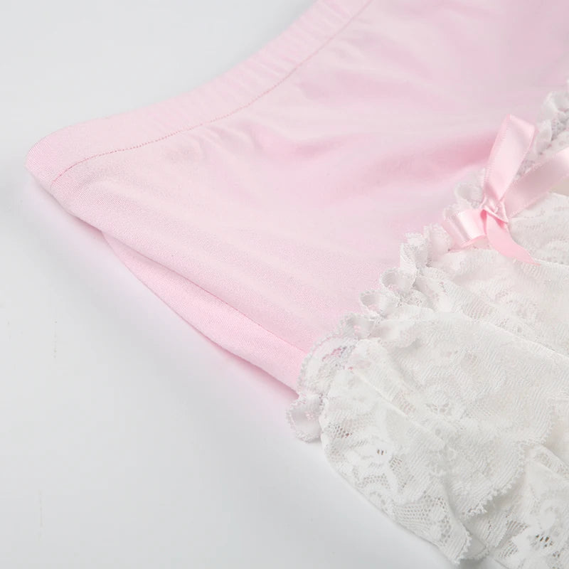 Pink Bow Lace A-Line Mini Skirt
