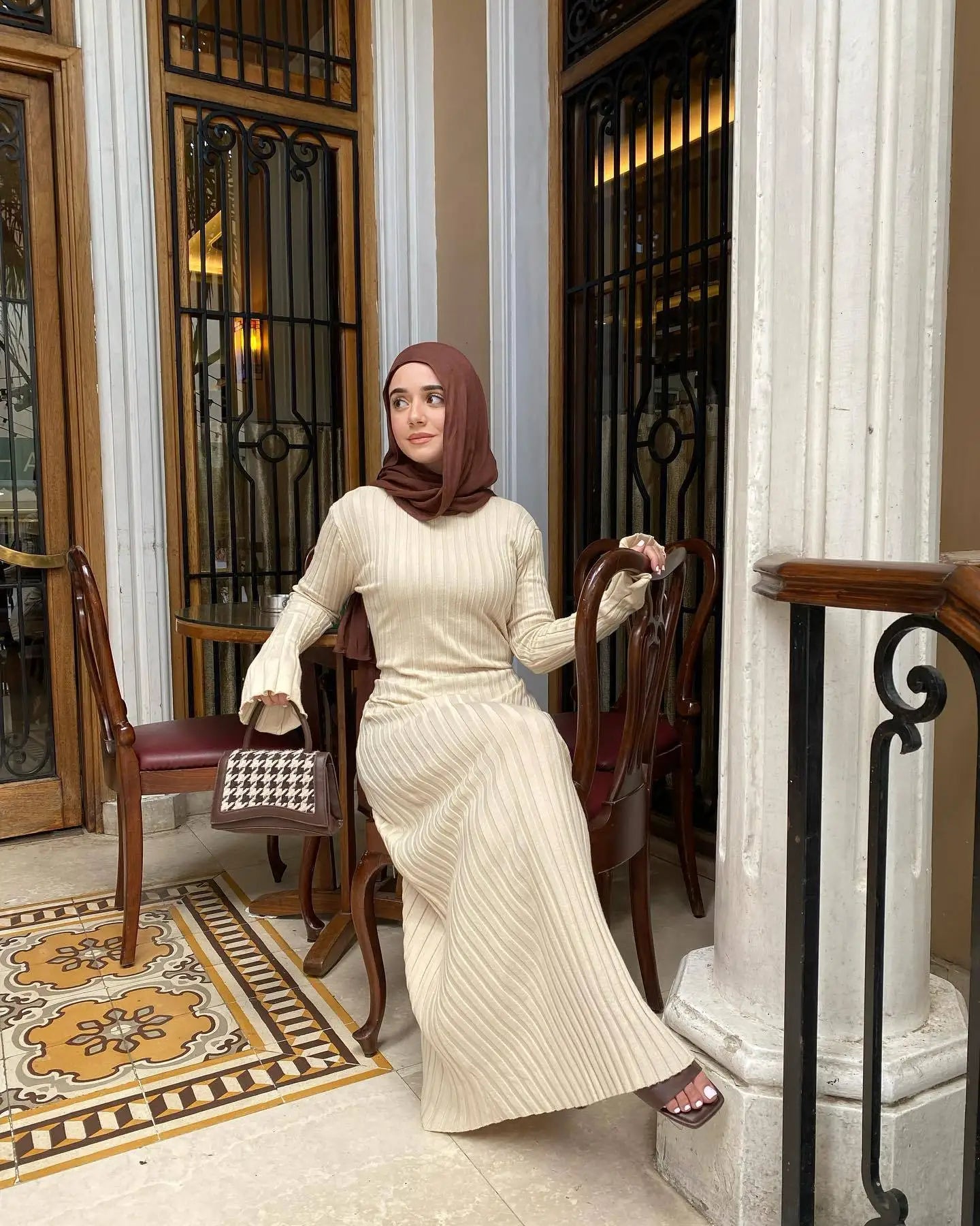 Knit Patchwork Loose Maxi Dress