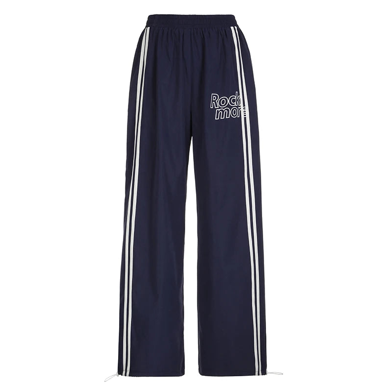 Strip Patchwork Jogger Trouer Letter Looe Baggy Pant Elatic Wait Bottom