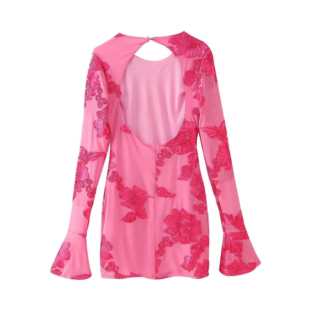 Backless Printed Mini Dress Luxury Patchwork Bandage Dress Ruffled Mini Dress