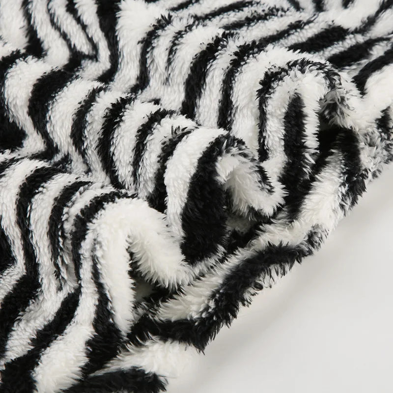 Zebra Stripes Faux Fur Bodycon Skirt
