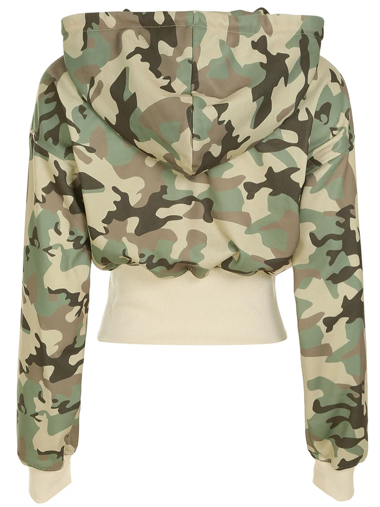 Camouflage Hoodie Coats Front-pockets Sweatshirts Long Seelves Jackets