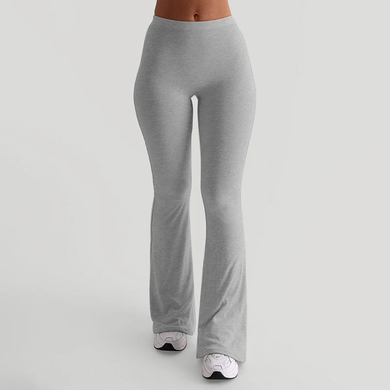 Slim color Micro Flare Pant baic Sport Jogging Trouer Floor Length Bottom
