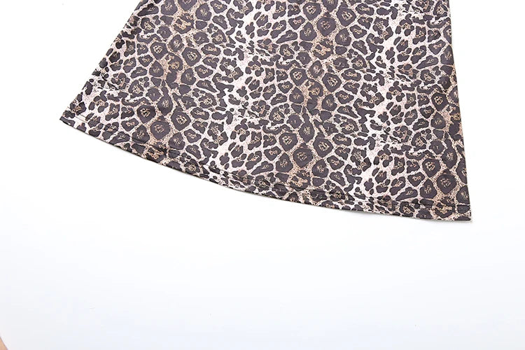 Leopard Print Dress Midnight Square Collar Backless Sleeveless Hipster Classic Long Bodycon