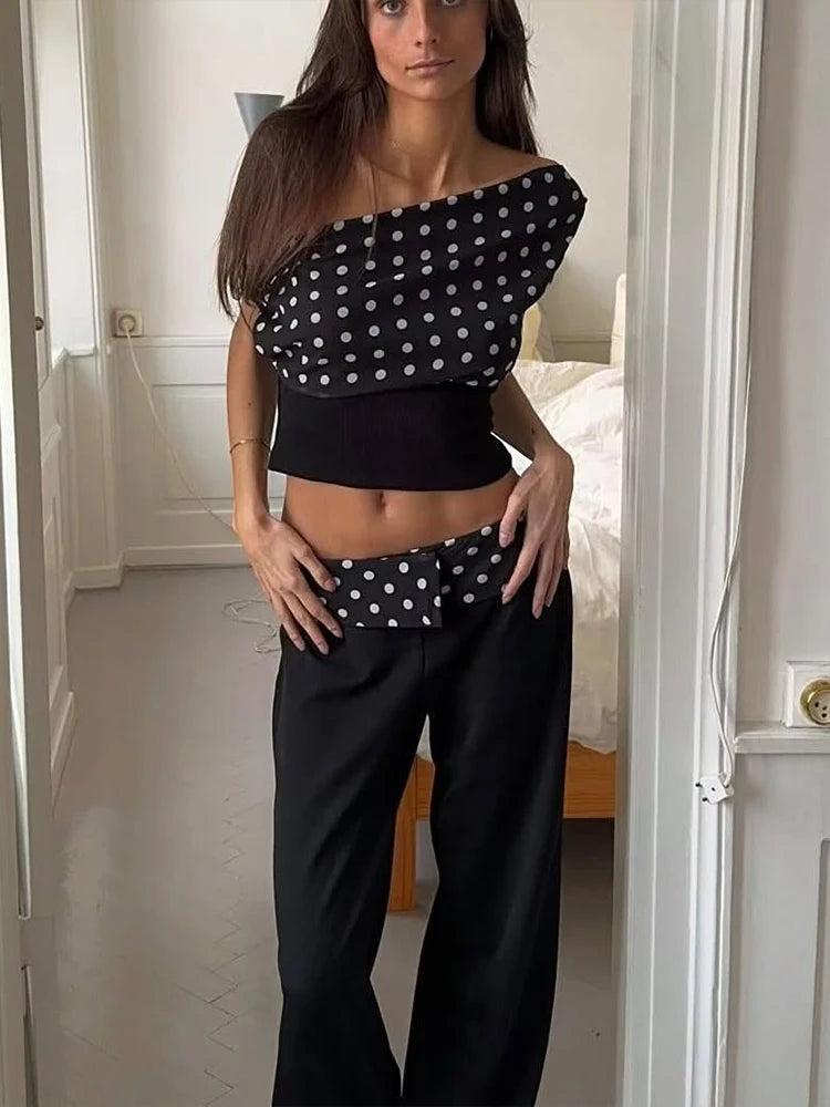 Polka Dots Off Shoulder Backless Ruched Top