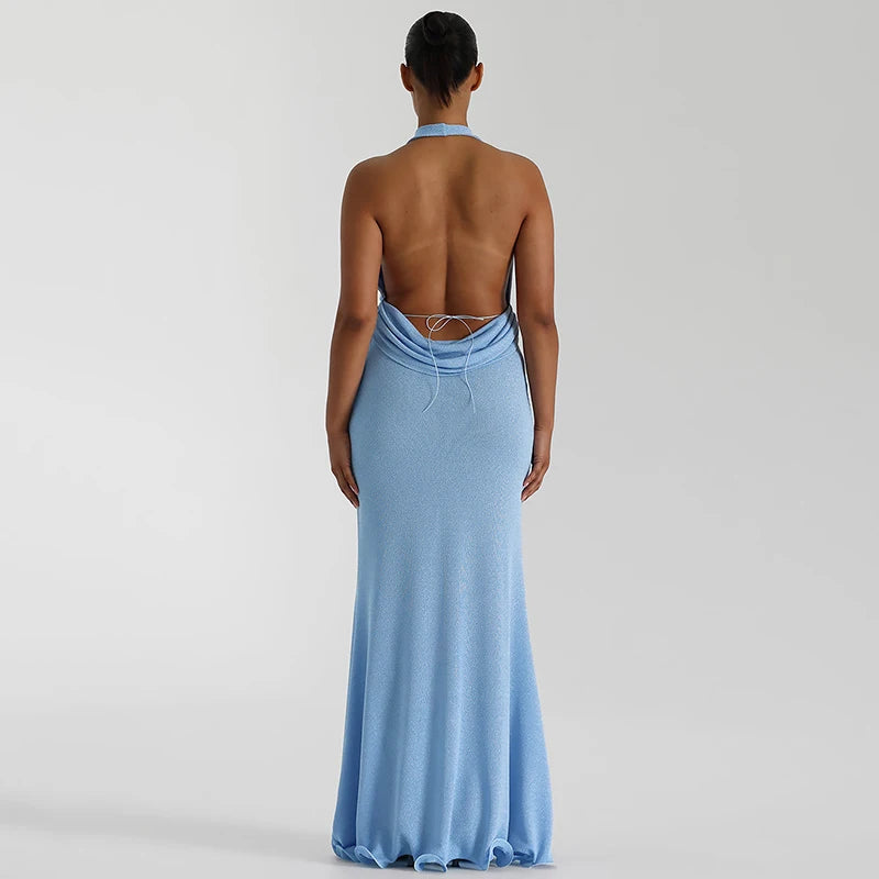 'S Color Hanging Neck V-Neck Backless Sleeveless Tank Top Long Fishtail Skirt Set