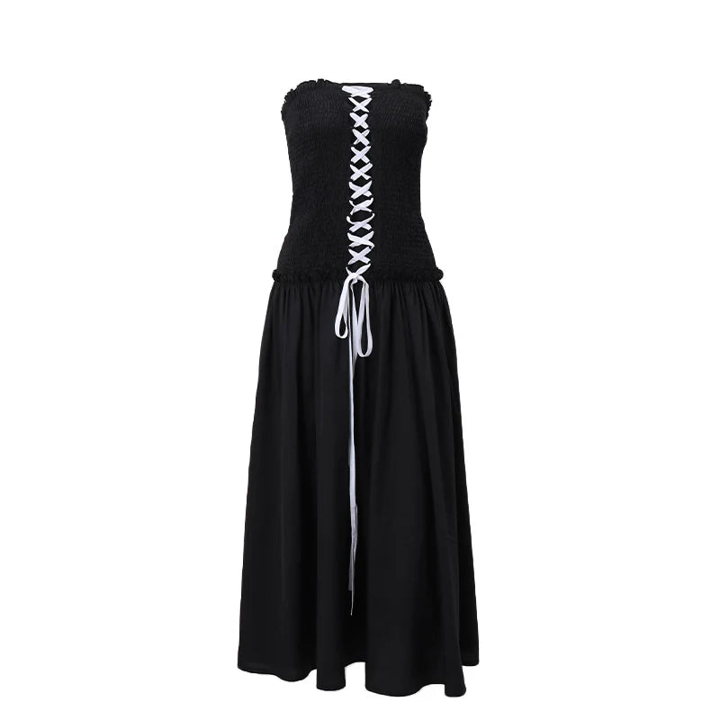 Black Backless Loose Maxi Dress