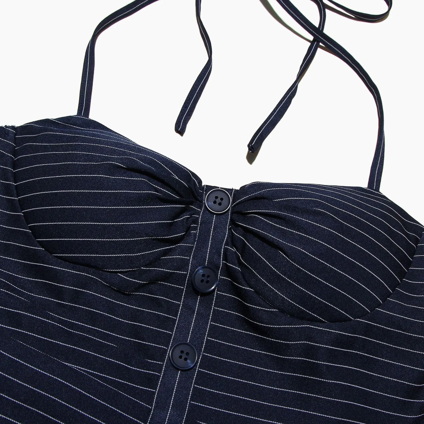 Pure Desire Striped Hanging Neck, Waist, and Bareback Dress for Niche High End Dress