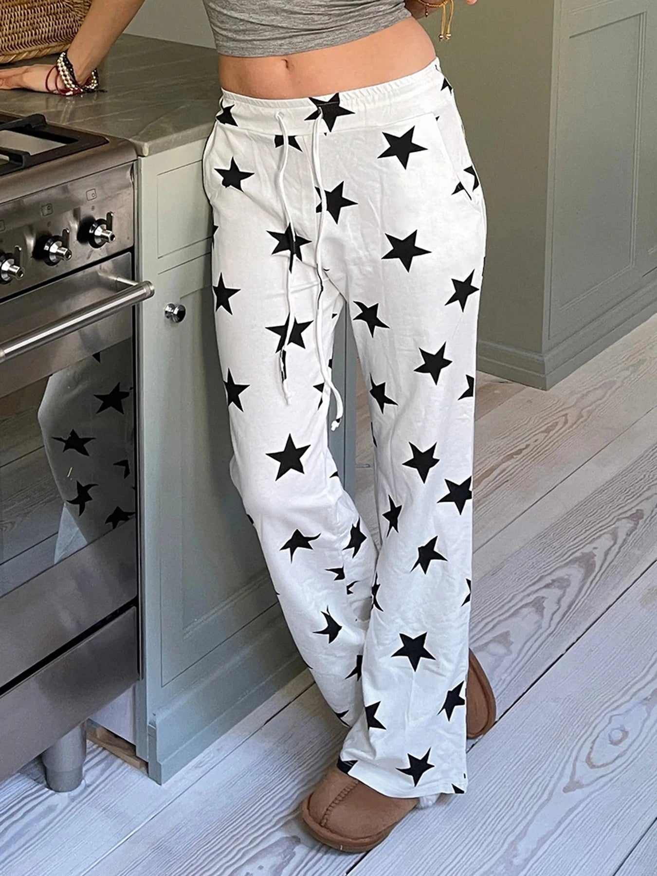 White Star Print Sweatpants