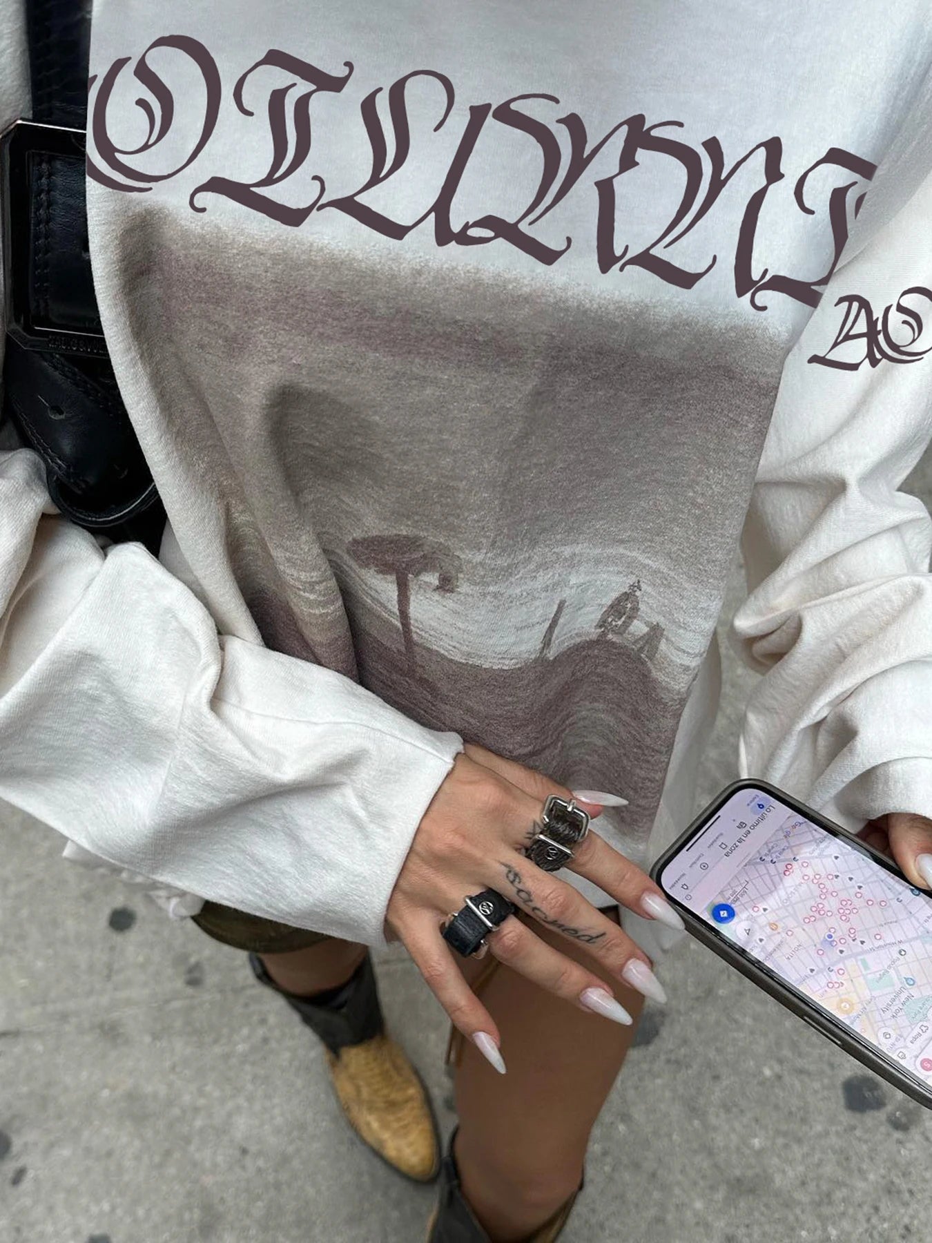 Graphic Print Oversized Sweatshirts Crewneck Loose