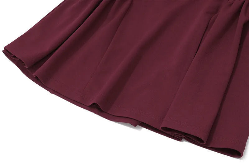 Off-shoulder Backless Mini Dress Wine Red Sleeveless Strapless High Waist A-line Dress