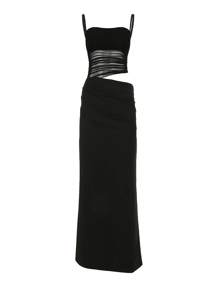 Sleeveless Black Dress Hollow Out Lace Up