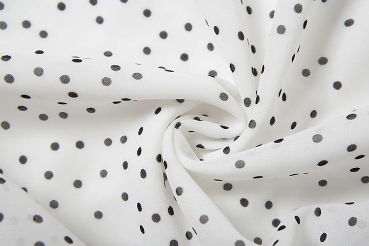 Dots Print Dress Long Scarf Chest Wrap Cleavage Backless Ruffles Mini Bodycon