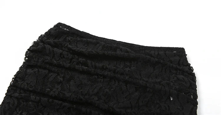 Stacked Lace Pants Solid See Through High Waist Slim Trouser Solid Stunning Bottoms
