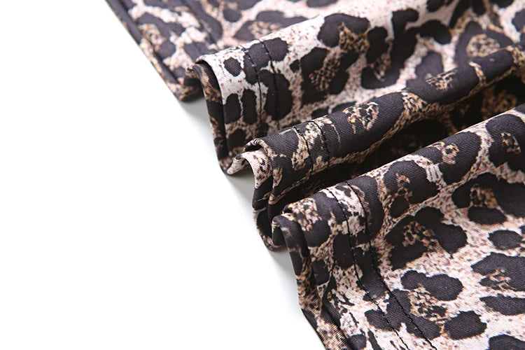 Leopard Print Dress Midnight Square Collar Backless Sleeveless Hipster Classic Long Bodycon