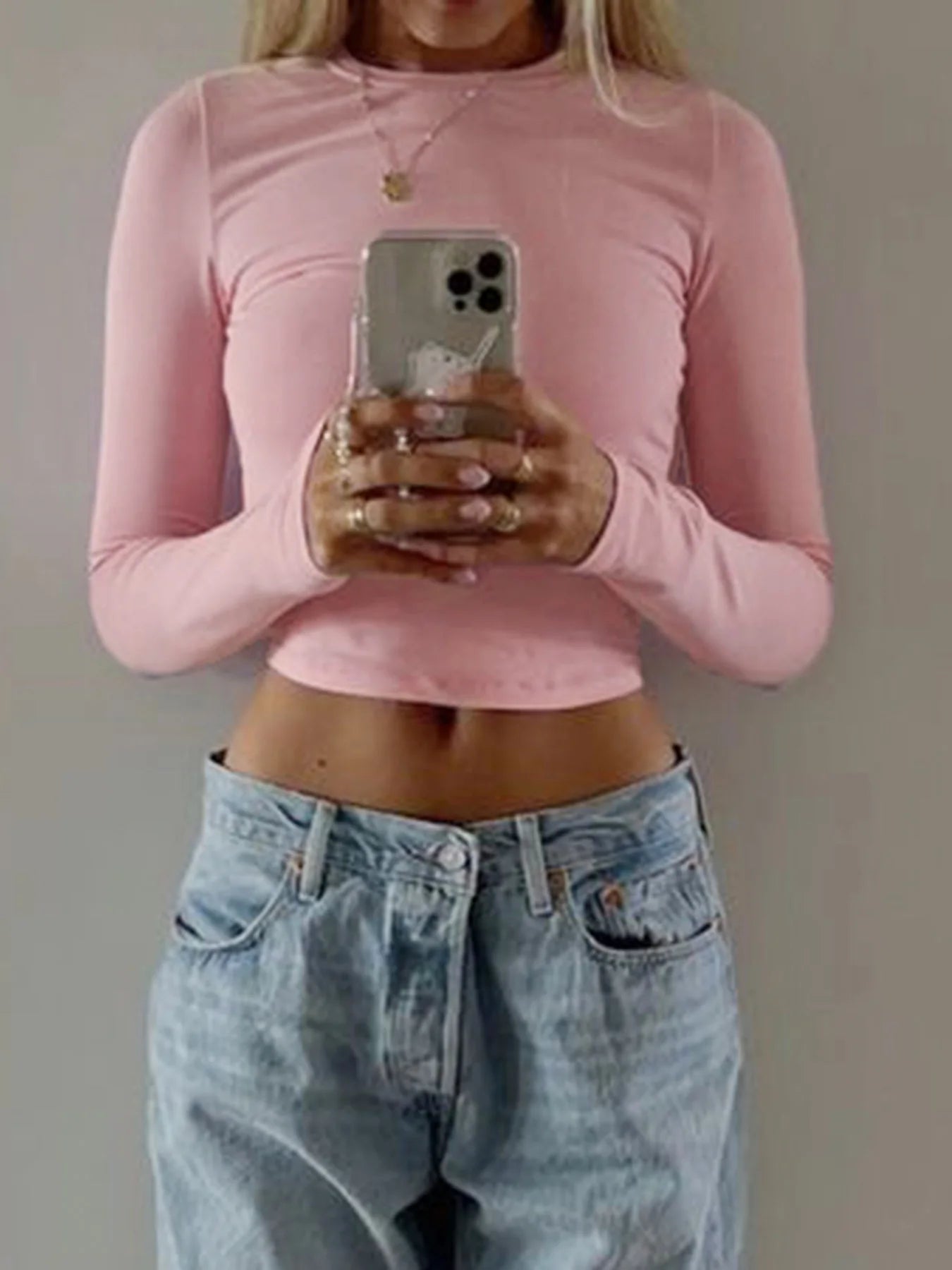 Slim Tee Shirt Long Sleeve Crewneck Top