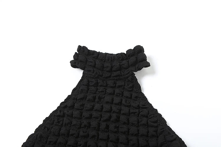 Stacked Pleated 2 Piece Set Classic Halter Bare Midriff Tanks Split Slash Waist Split Skirts Suits