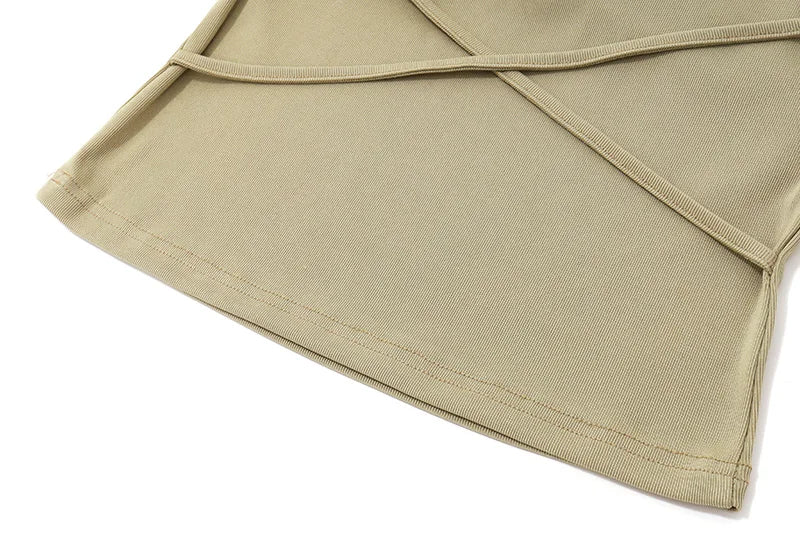 Khaki Backless Sleeveless Halter Tank Top