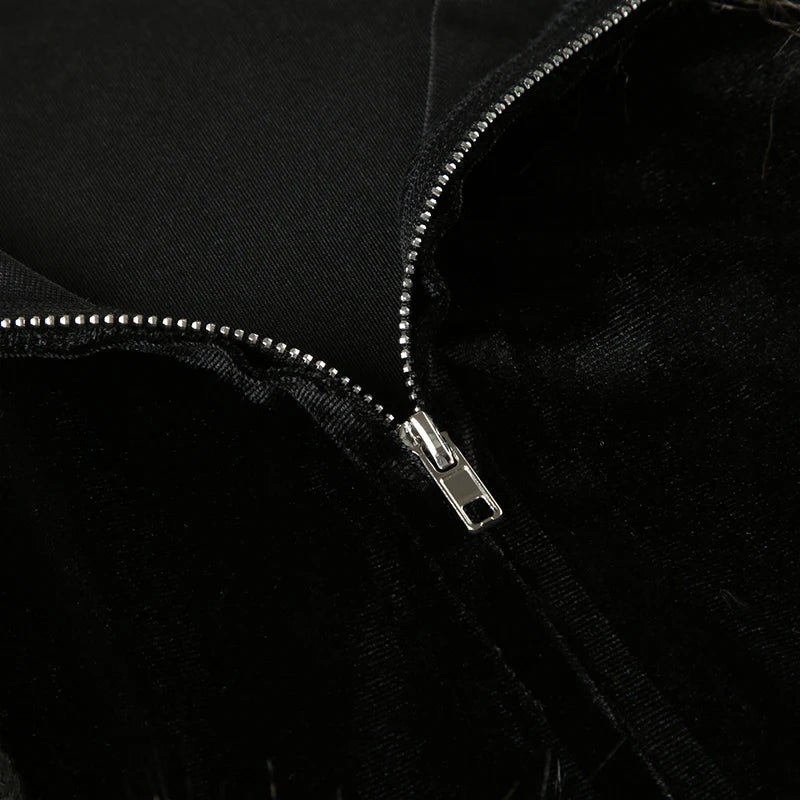 Zip Up Fur Neck Hoodie Coats 's Jackets Front Pockets
