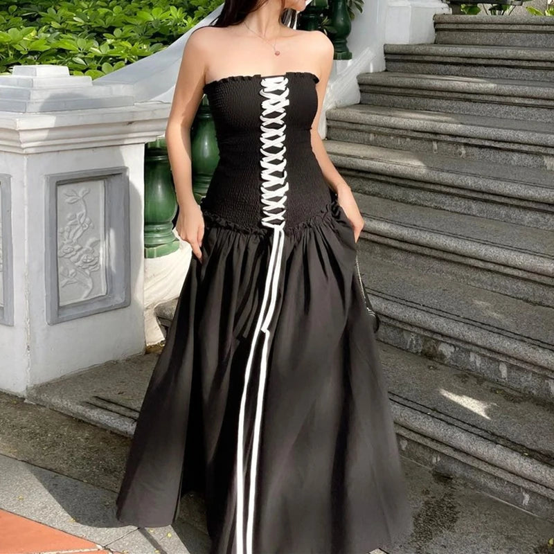 Black Backless Loose Maxi Dress