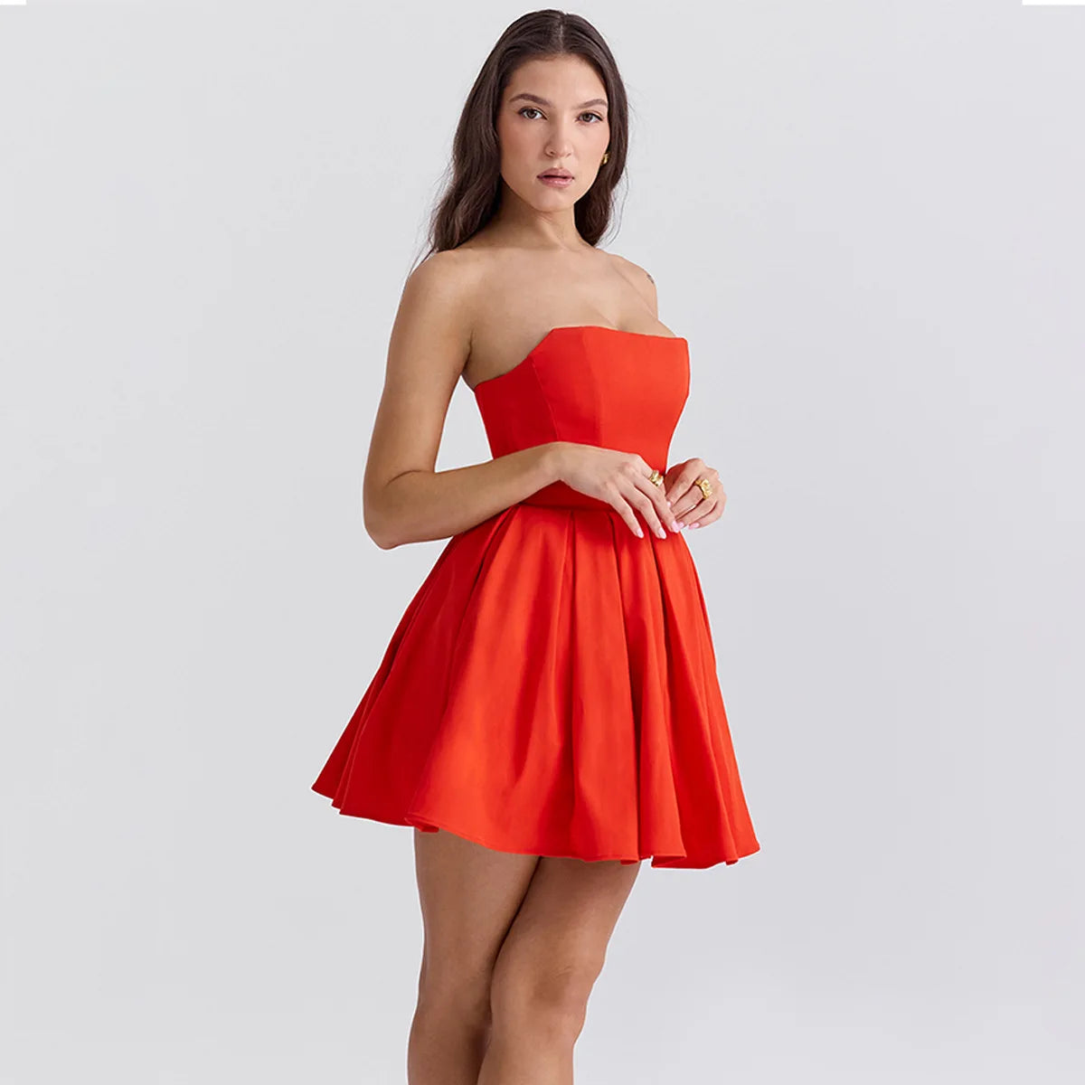 Strapless Bodycon Dress Mini White Corset Dress Casual Flare Dress