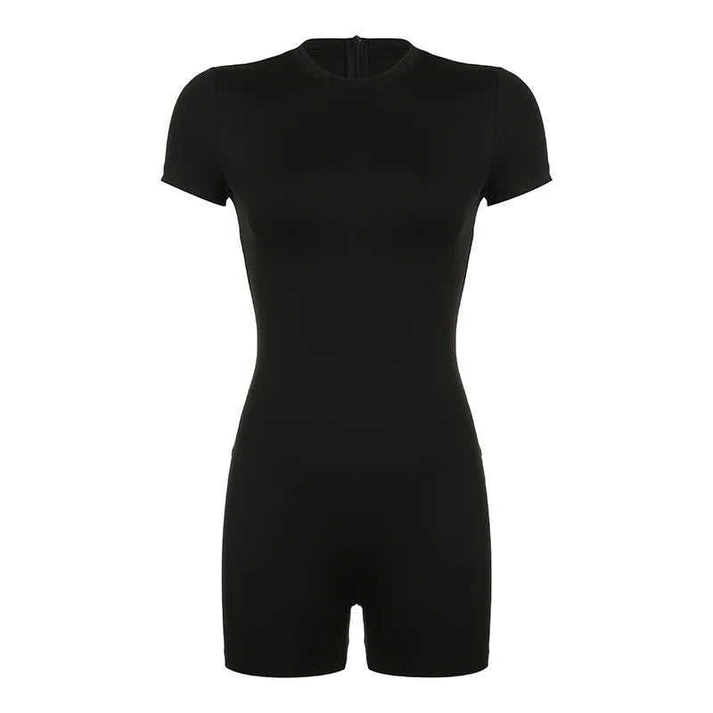 Crewneck Slim Rompers Short Sleeves