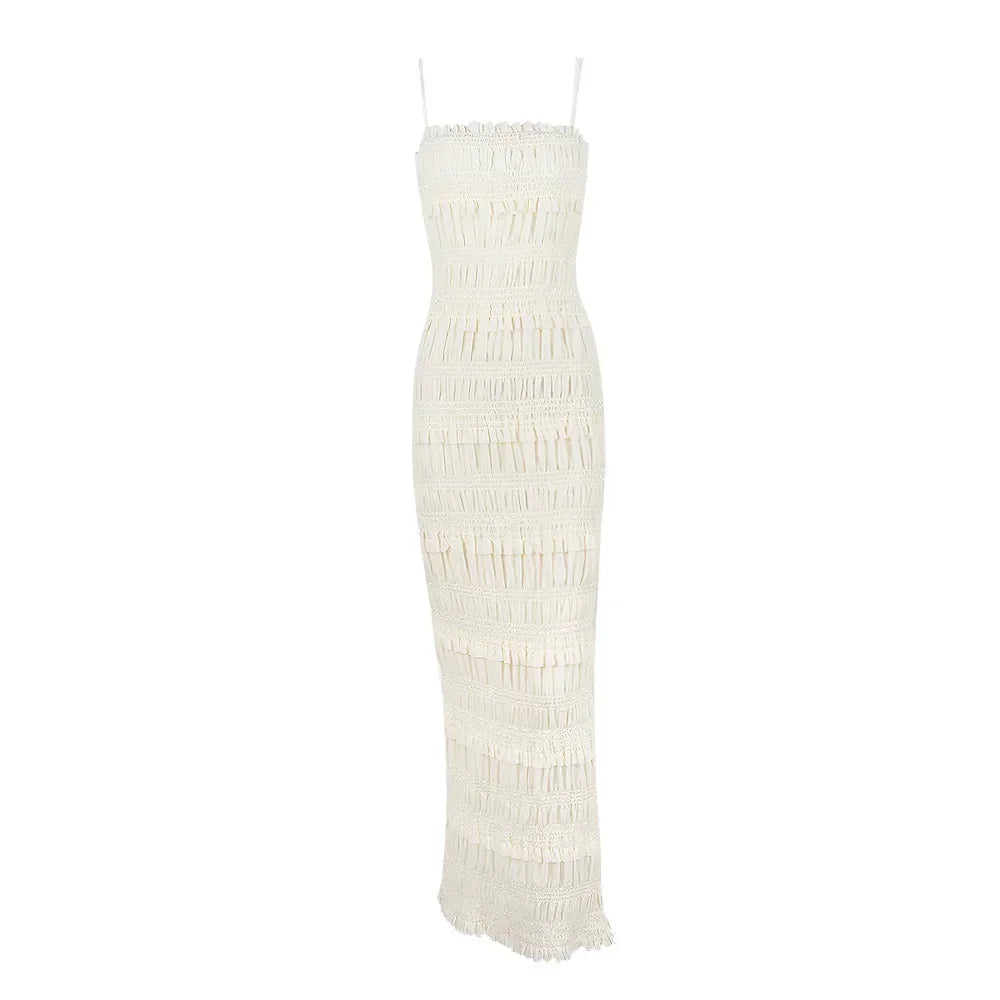 Luxury Maxi mal Occasion Cake Dresses Beige Spaghetti Strap Wedding Dresses women clothing