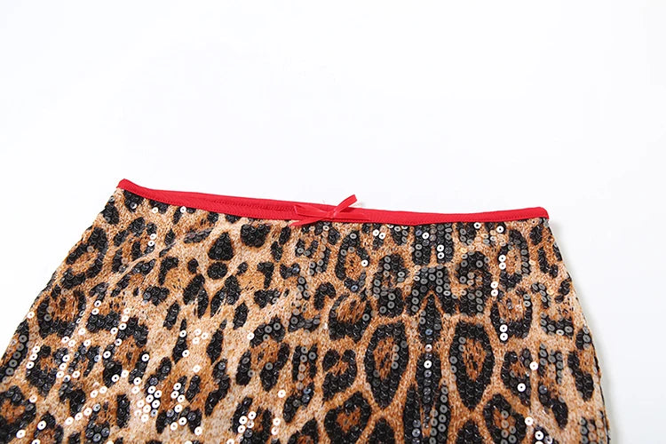 Sequin Leopard Mini Skirt