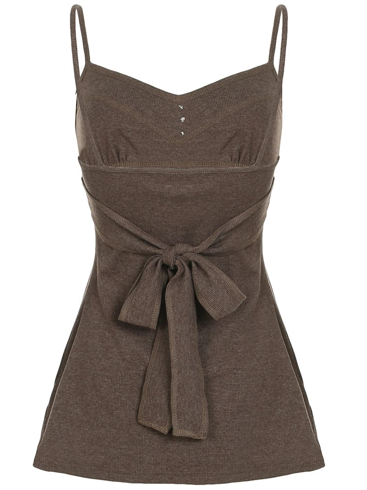 Sleeveless Lace Up Top Kawaii Backless Buttons ing