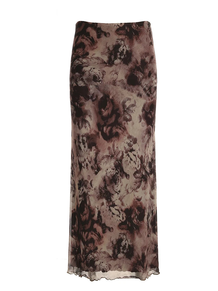 Straight Skirt Long Bottom Retro Fairycore Grunge