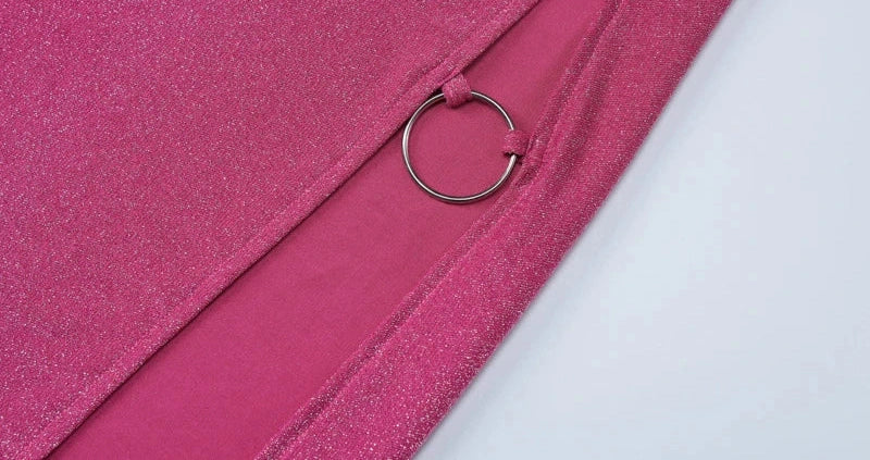 Shiny Halter Backless Slim Midi Dress with Side Slit